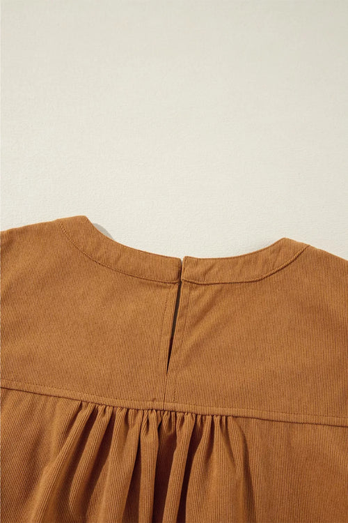 Corduroy Puff Sleeve Mini Dress