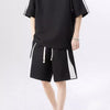 Men's Plus Size Contrast Round Neck Top and Shorts Set
