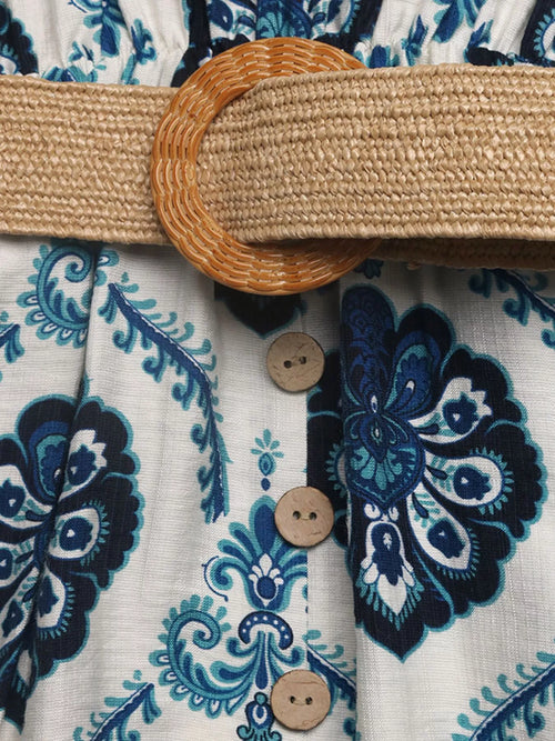 Printed Slit Sleeveless Maxi Dress