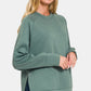 Zenana Scuba Round Neck Side Slit Sweatshirt