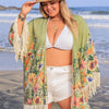 Plus Size Fringe Open Front Cover-Up