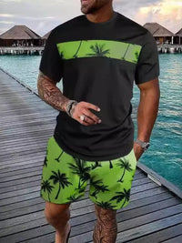 The Waikiki Palm Tee Set – palm tree print tee and shorts set, view 4