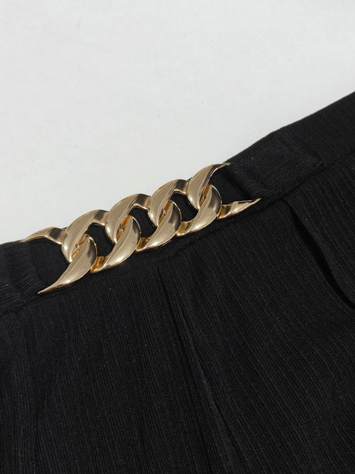 Plus Size Chain-Waist Wide-Leg Pants