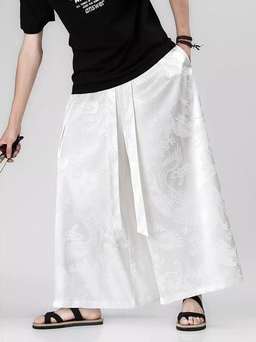 Men's Plus Size Dragon Pattern Wide Leg Pants