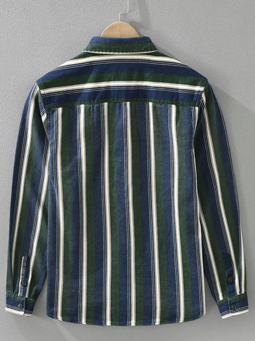 Men's Plus Size Striped Casual Long Sleeve Shirt