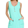 Zenana Corded Rib Sleeveless Tank Mini Dress With Pockets