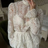 Lace Long Sleeve Top and Skirt Set