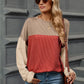 Double Take Contrast Round Neck Long Sleeve T-Shirt