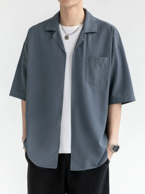 Men's Plus Size Button Up Half Sleeve Shirt
