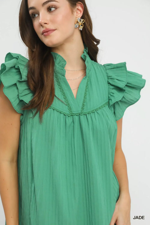 Umgee Flutter Sleeve Tiered Dress