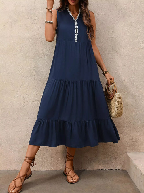 Sleeveless Tiered Ruffle Hem Casual Dress