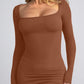 Basic Bae Built-In Shapewear Square Neck Long Sleeve Maxi Dress