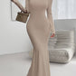 Devine Backless Round Neck Long Sleeve Maxi Dress