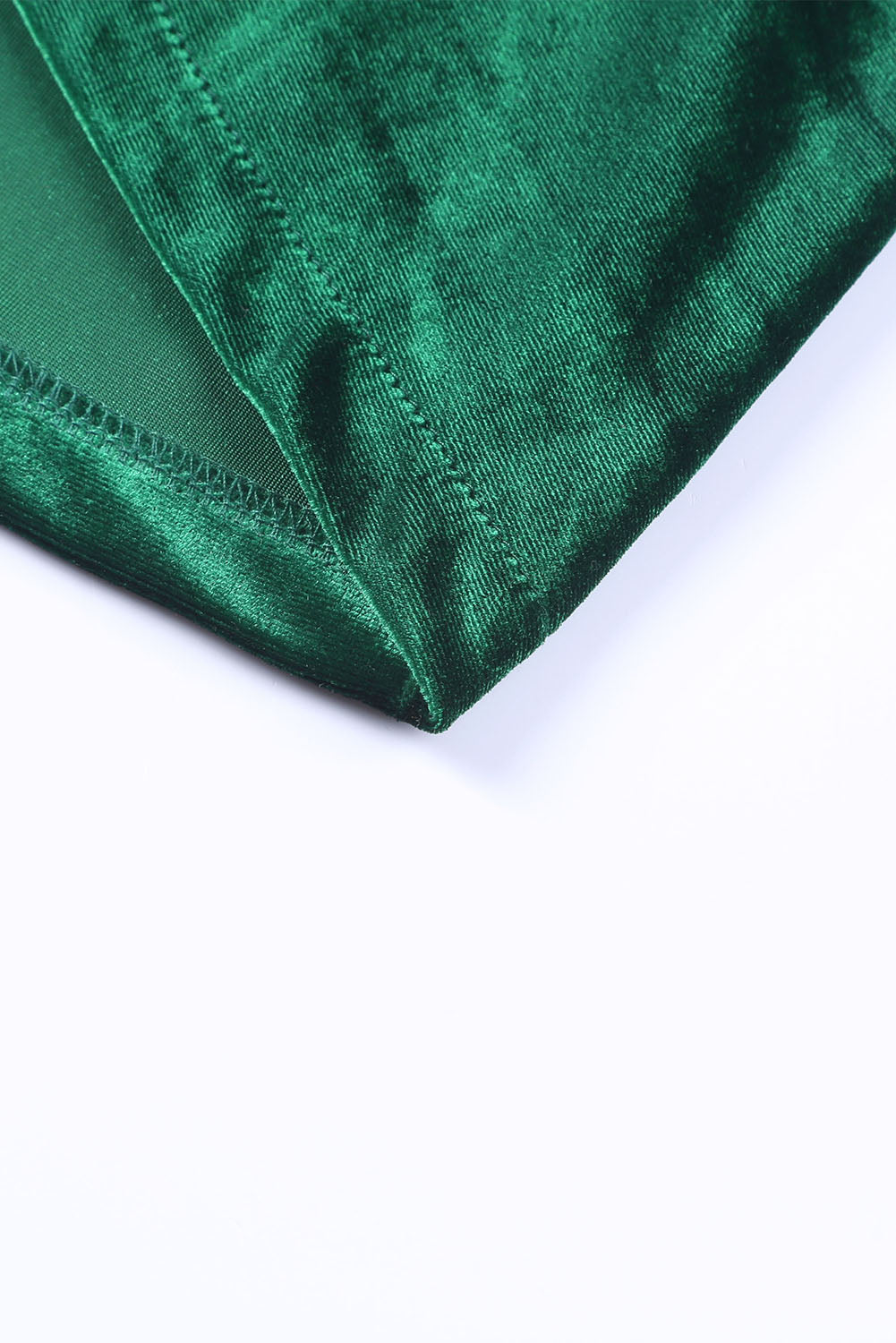 Green Lapel Collar Velvet Blazer with Flap Pockets