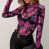 Floral Mock Neck Long Sleeve Top