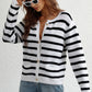 Striped Button Down Long Sleeve Cardigan