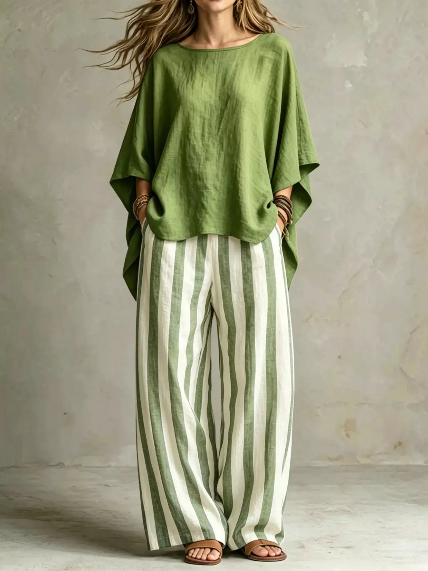 The Quinn Top & Pants Set – solid top and pocketed pants, sizes M to 5XL