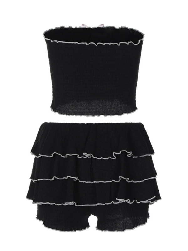 Tube Top & Pleated Cake Skirt Set