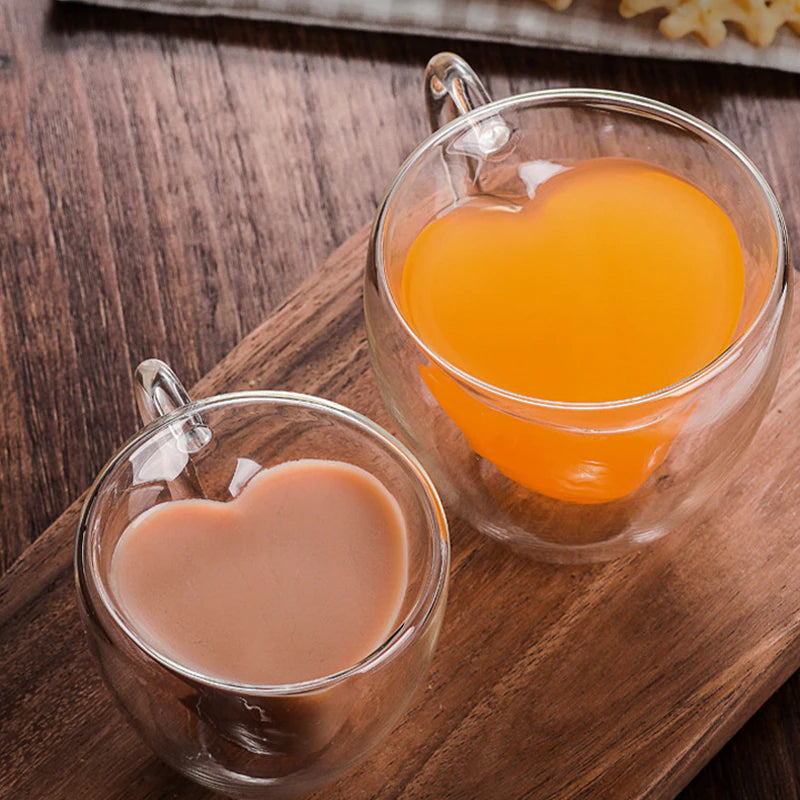 Heart Shaped Glass Cup for Coffee, Espresso, Champagne, Wine, Milk, Juice Drinkware and Bar Utensil