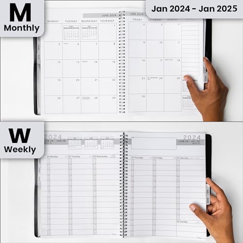 Ensight 2024 Appointment Book & Planner - Ensight 8.5 x 11 inches, Large Tabbed Daily Hourly Weekly Planner, Calendar and Schedule Book 15-Minute time Slots, Business and Personal Planner Jan 2024 - Jan 2025 (Black)