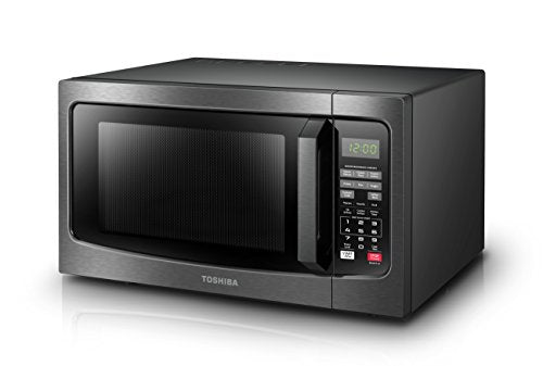 TOSHIBA EM131A5C-BS Countertop Microwave Ovens 1.2 Cu Ft, 12.4" Removable Turntable Smart Humidity Sensor 12 Auto Menus Mute Function ECO Mode Easy Clean Interior Black Color 1100W