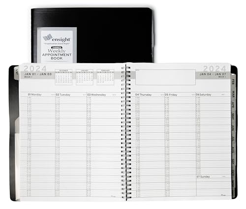 Ensight 2024 Appointment Book & Planner - Ensight 8.5 x 11 inches, Large Tabbed Daily Hourly Weekly Planner, Calendar and Schedule Book 15-Minute time Slots, Business and Personal Planner Jan 2024 - Jan 2025 (Black)