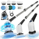 YKYI Electric Spin Scrubber,Cordless Cleaning Brush,Shower Cleaning Brush with 8 Replaceable Brush Heads, Power Scrubber 3 Adjustable Speeds,Adjustable & Detachable Long Handle,Voice Broadcast