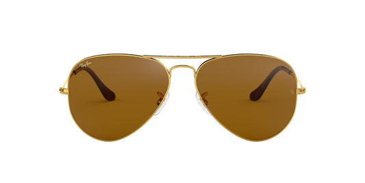 Ray-Ban RB3025 Classic Aviator Sunglasses, Gold/B-15 Brown