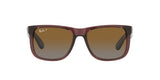 Ray-Ban RB4165 Justin Rectangular Sunglasses, Transparent Dark Brown/Polarized Gradient Brown, 54 mm