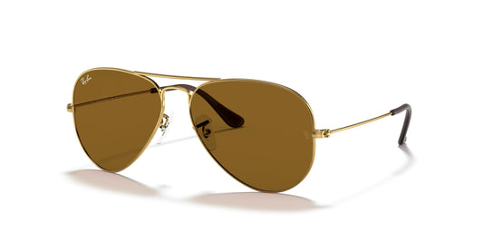 Ray-Ban RB3025 Classic Aviator Sunglasses, Gold/B-15 Brown