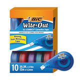 BIC Wite-Out Brand EZ Correct Correction Tape (WOTAP10- WHI), 39.3 Feet, 10-Count Pack of white Correction Tape, Fast, Clean and Easy to Use Tear-Resistant Tape