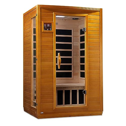 Dynamic Andora 2 Person Low EMF 6 Heating Panel Infrared Therapy Wood Dry Heat Sauna with Bluetooth, MP3 Aux Connection for Home Spa Days - Curbside Delivery