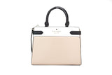 Kate Spade New York Staci Medium Saffiano Leather Satchel Purse in Warm Beige/Black