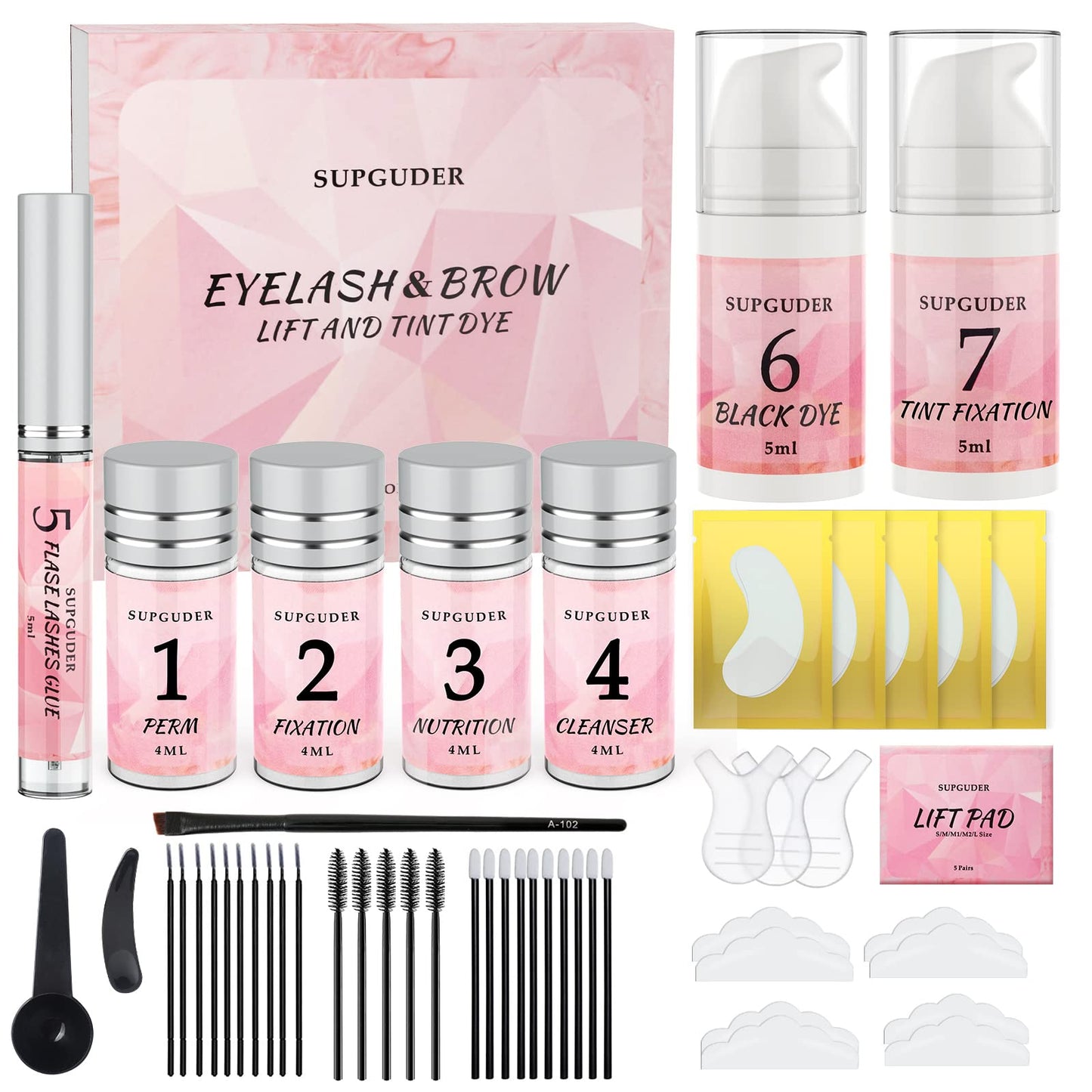 2024 4IN1 Lash Lift and Brow Lamination Kit with Long-Lasting Black Color For 6-8 Weeks, Eyelash & Eyebrow Perm Diy Professional Kit,Easy to Use at Home & Salon