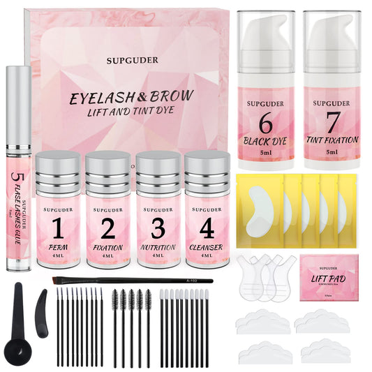 2024 4 IN 1 Lash Lift and Brow Lamination Kit with Long-Lasting Black Color For 6-8 Weeks, Eyelash & Eyebrow Perm Diy Professional Kit,Easy to Use at Home & Salon