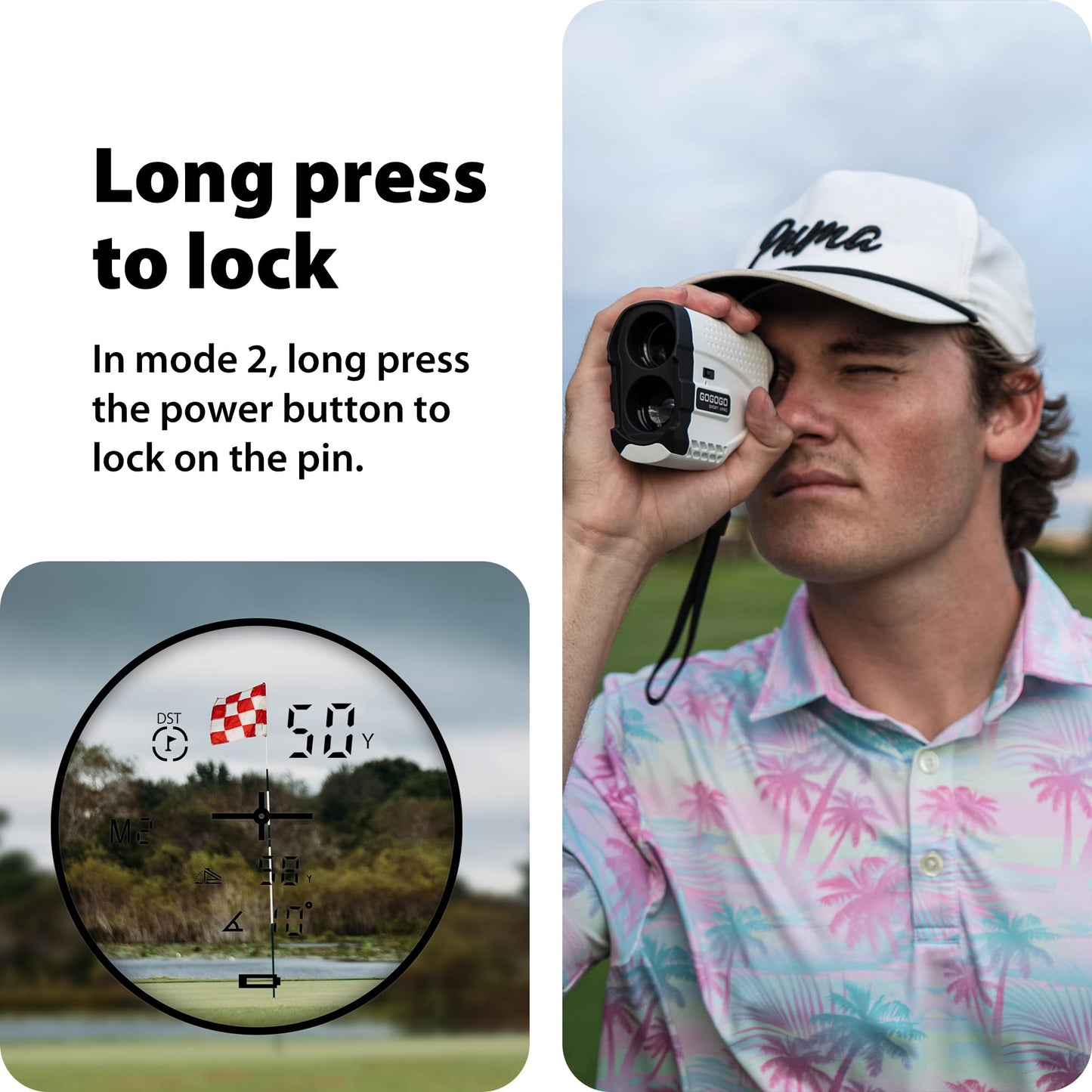 Gogogo Sport Vpro Laser Rangefinder for Golf & Hunting Range Finder Distance Measuring with High-Precision Flag Pole Locking Vibration Function Slope Mode Continuous Scan (GS24)