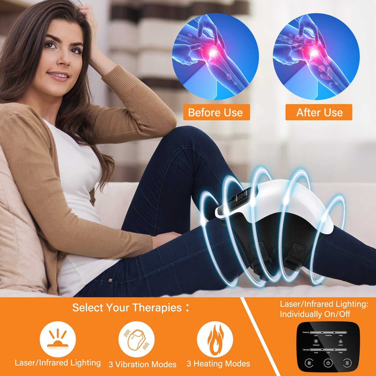 FORTHiQ Cordless Knee Massager, FDA Registered, Infrared Heat and Vibration Knee Pain Relief for Swelling Stiff Joints, Stretched Ligament and Muscles Injuries, August 2022 Longer Knee Straps