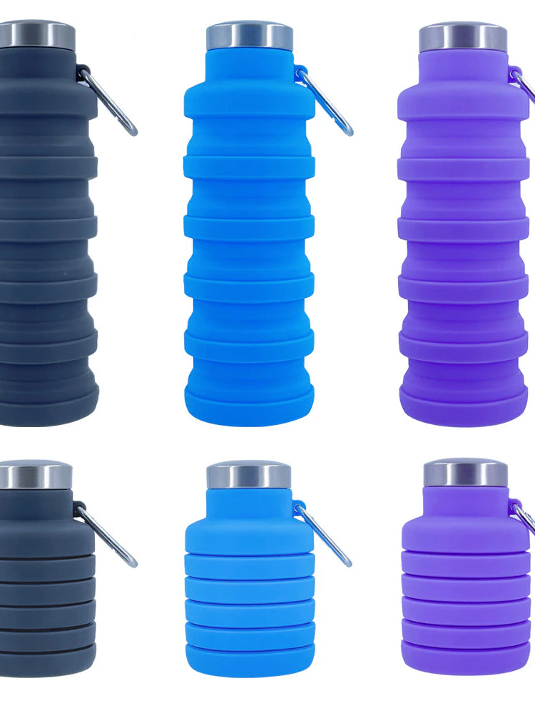 New Portable Silicone Water Bottle Retractable Folding Coffee Bottle Cups E Outdoor Travel Tools Collapsible Sport Bottles