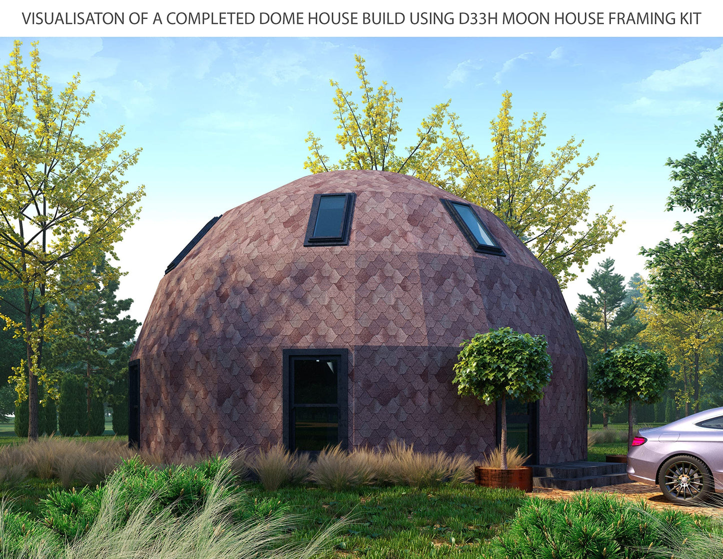 ECOHOUSEMART Moon House 33' DIAM Dome FRAMING KIT D33H-986, Dark brown