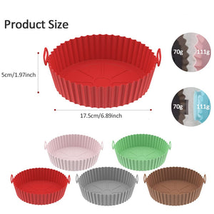 Premium Non-Stick Silicone Air Fryer Basket Mat - Reusable, Round Baking Tray Liner for Microwaves and Ovens, Ideal for Healthy Cooking
