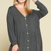 Plus Size Solid Heavy Rayon Modal Jersey Faux Button Up
