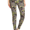 5-inch Long Yoga Style Banded Lined Floral Printed Knit Legging With High Waist