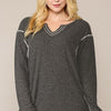 Two-tone Ribbed Tunic Top With Side Slits