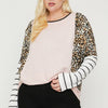 Plus Size Cheetah Print  Long Sleeve Top