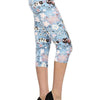 Cats And Flowers Printed, High Waisted Capri Leggings