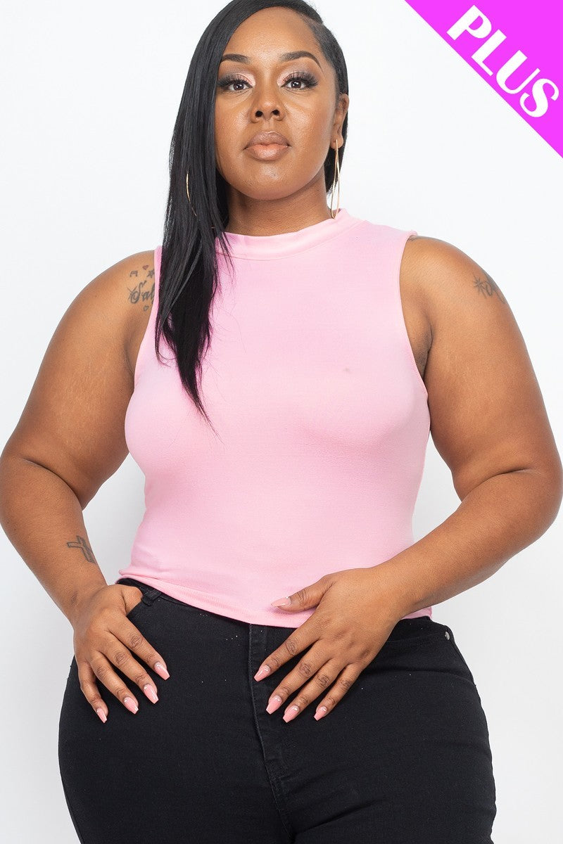 Plus Size Mock Neck Cropped Top