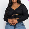 Plus Size Drawstring Ruched Cutout Crop Top