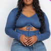 Plus Size Drawstring Ruched Cutout Crop Top