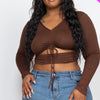 Plus Size Drawstring Ruched Cutout Crop Top