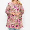 Floral, Bubble Sleeve Tunic Top